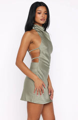 Minivestido Halter Just Small Talk Color Caqui