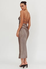Vestido Midi Good Impression Double Twist Carvão