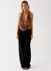 Top de malha Elysia - Estampa de leopardo