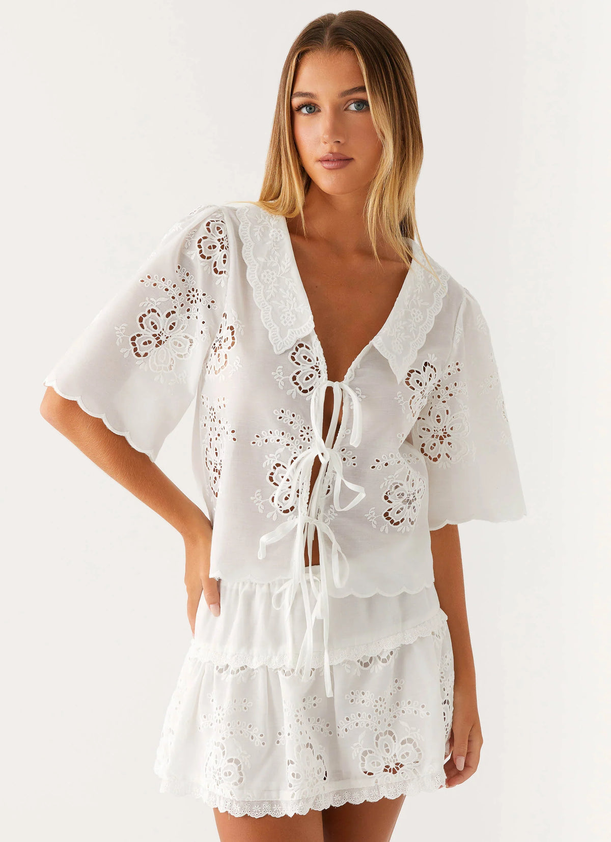 Top bordado Escape de verano - Blanco