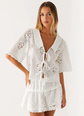 Top bordado Escape de verano - Blanco