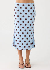 Falda midi de tiro bajo Bahama - Topos azul moca