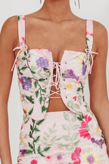 Top Corset Jacquard Estampado Floral High Street