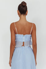 Maidens Blusa com Detalhes de Amarração e Ponto Overlock Azul Nuvem