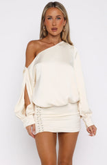 Minivestido Manga Longa Love Letter Off-White