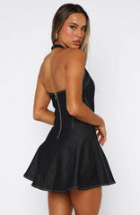 Vestido Curto Look At Me Halter Azul Índigo Escuro