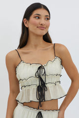 Maidens - Top cremallera con detalle de overlock color crema