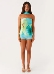 Top Blaise - Estampado floral turquesa