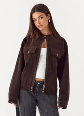 Chaqueta Biker de Ante Sintético Jeremy - Chocolate Oscuro