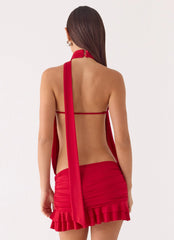 Vestido Curto Sem Costas Yelena - Vermelho Escuro