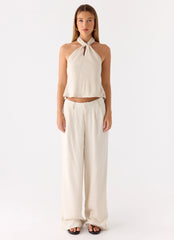Top de lino Maddox - Avena