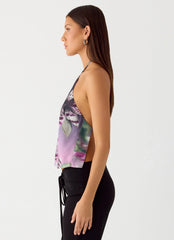 Top halter Twisted Love - Romance floral degradado