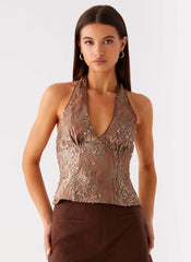 Top de Lantejoulas Reyce - Bege