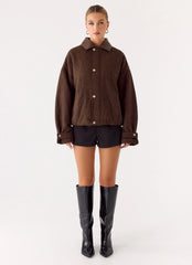 Jaqueta Bomber Myles Herringbone - Espinha de Peixe Chocolate