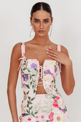 Top Corset Jacquard Estampado Floral High Street