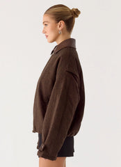 Jaqueta Bomber Myles Herringbone - Espinha de Peixe Chocolate