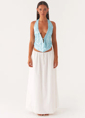 Top halter de cuello desbocado Rio Dreams - Turquesa