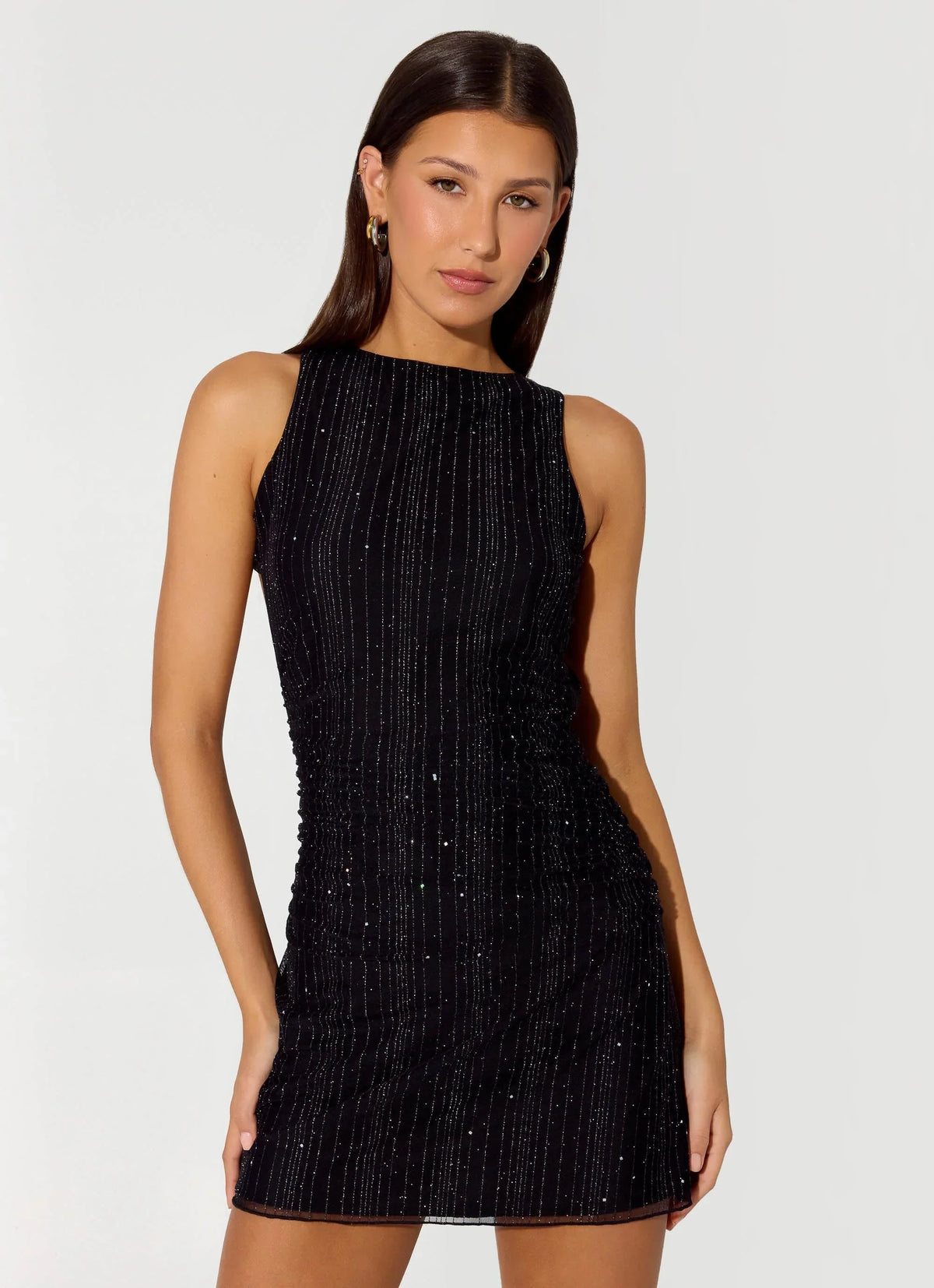Minivestido Portofino Sparkle de malla - Negro