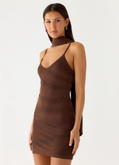 Minivestido con abalorios Paloma Days - Chocolate