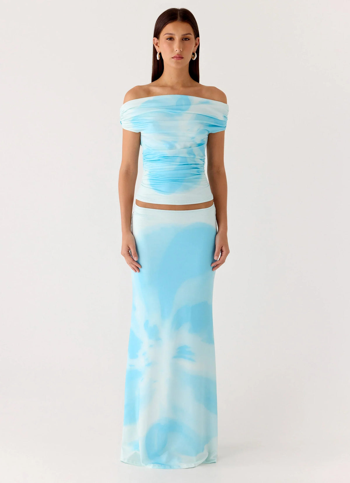 Falda Moka Maxi - Azul Floreciente