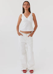 Top de lino Nori - Blanco