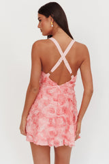 Minivestido Lavalle cruzado con adornos rosa
