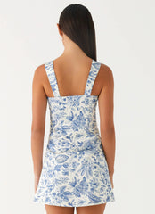 Minivestido de satén Odette - Cachemira azul