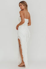 Vestido Maxi Tomara que Caia com Babados Just Friends Off White