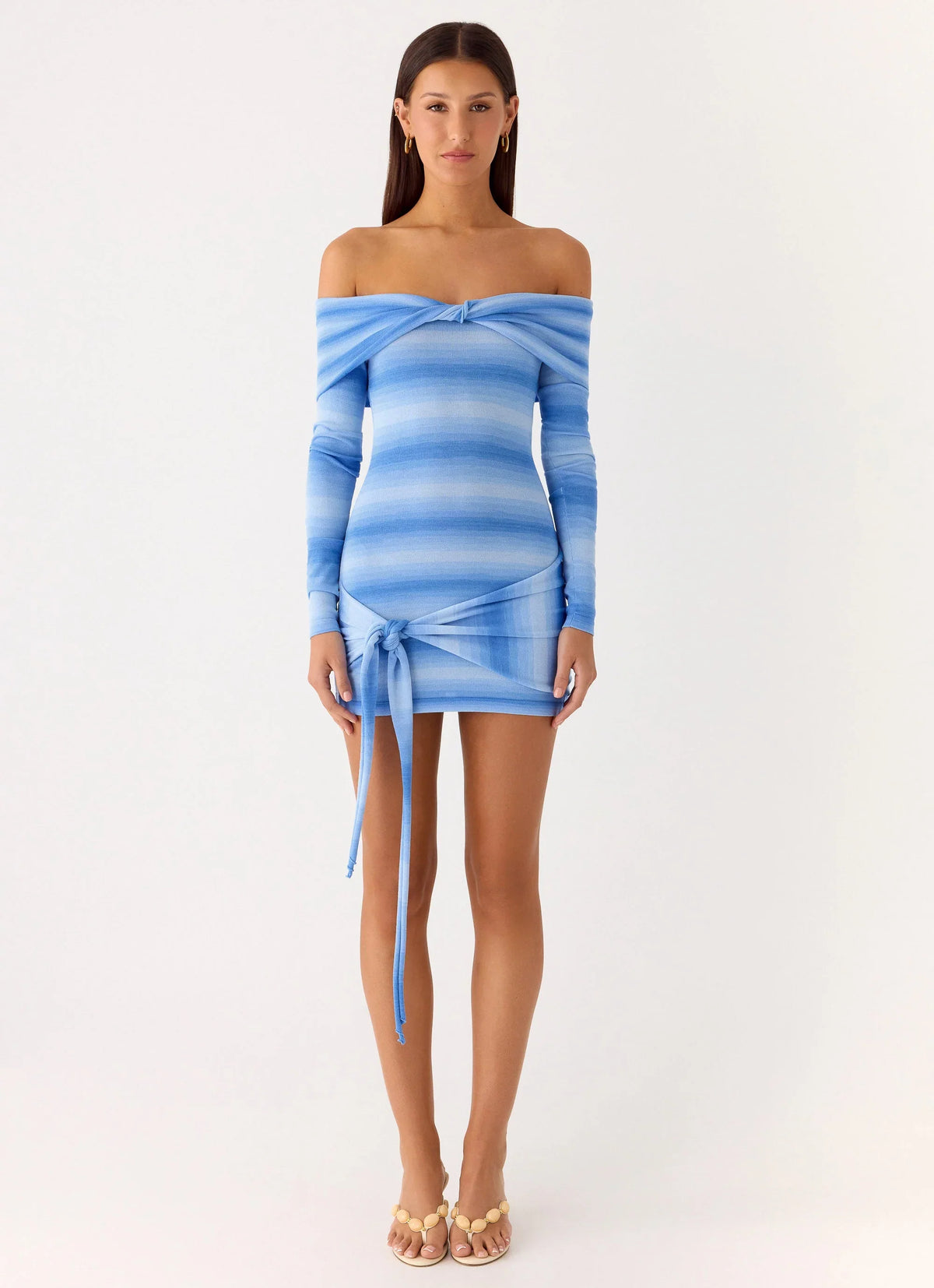 Minivestido de Malha Gomez Bardot - Azul-celeste