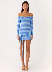 Minivestido de Malha Gomez Bardot - Azul-celeste