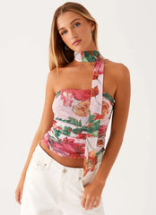 Top pañuelo Hot Like Me - Floral rosa