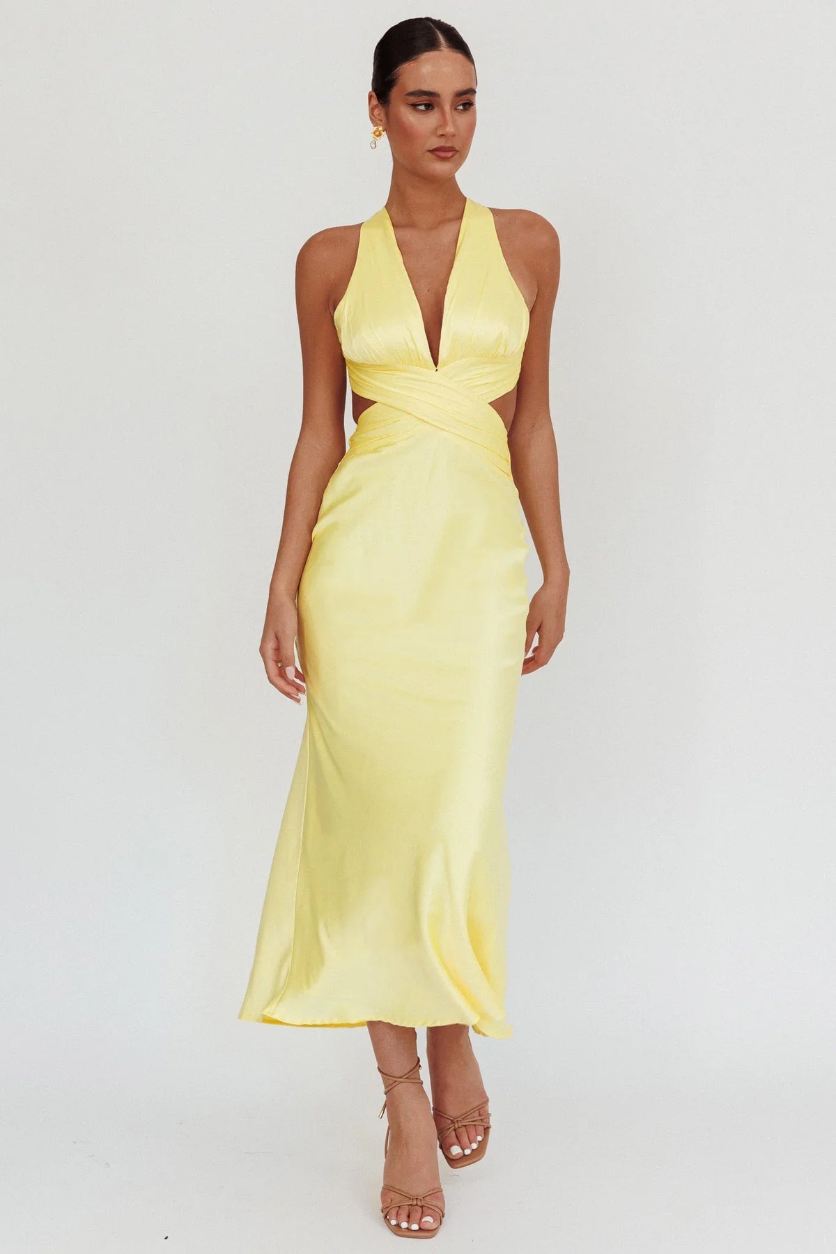 Vestido Longo And On Crossover Cut-Out Limão