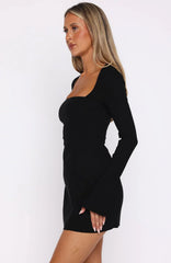 Living For Love Long Sleeve Mini Dress Black