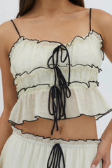 Maidens - Top cremallera con detalle de overlock color crema