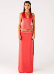 Falda maxi envolvente Pollie - Coral