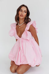 Minivestido con dobladillo de burbuja y horóscopo (color rubor)