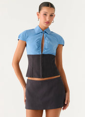 Parte superior de traje Harlee Poplin - Carbón