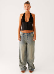 Top Halter de Fantasía - Negro