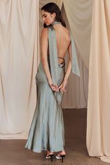 Vestido Longo Frente Única Italia Azure Cáqui