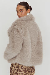 Chaqueta de Piel Extragrande con Solapa Copenhague Crema