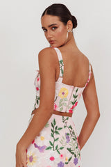 Top Corset Jacquard Estampado Floral High Street