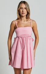Minivestido Clover com Laço nas Costas e Estilo Babydoll Rosa