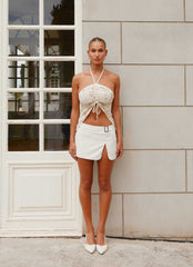 Top Halter Kirrily Bordado - Marfim