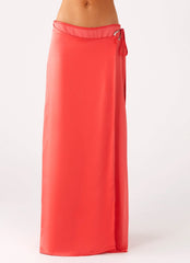 Falda maxi envolvente Pollie - Coral