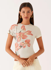 Blusa em Tela Curta Noite - Floral Siena