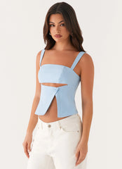 Pia Cut Out Top - Pastel Blue