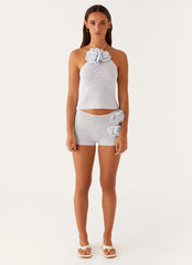 Mini shorts de ganchillo Maia Rose - Azul bebé