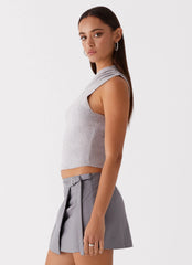 Top de punto Indy con un solo hombro - Gris