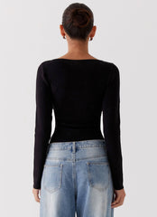 Blusa de Tricô Manga Longa Dandelion - Preto