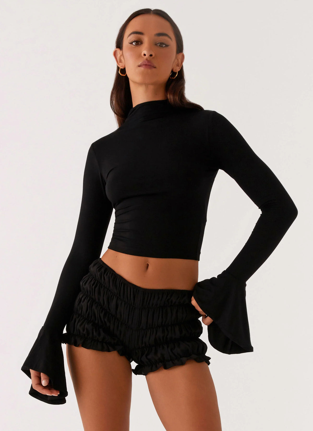 Blusa Reggie de Manga Comprida - Preta